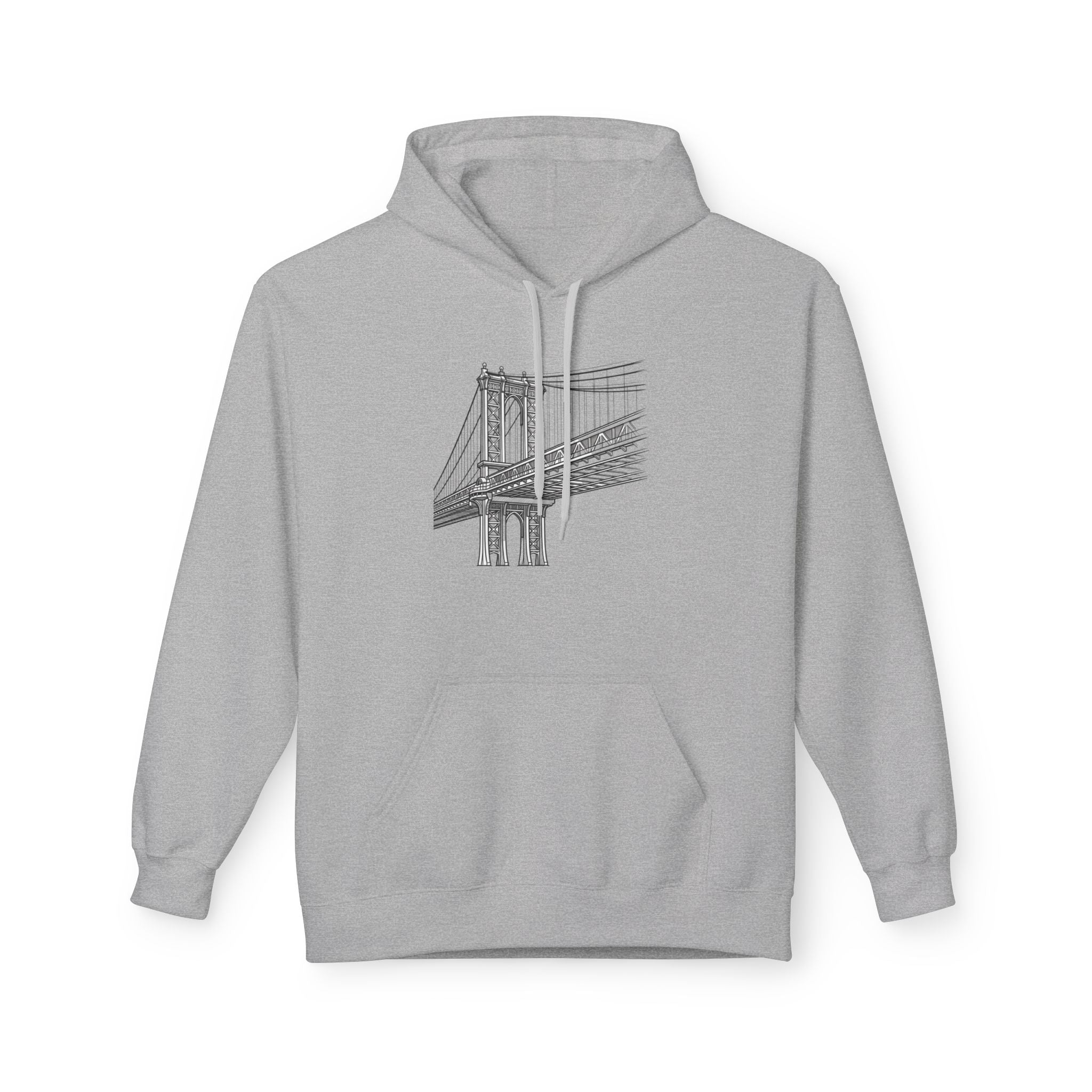 Manhattan Bridge Sketch Hoodie — New York City Pullover Hooded Sweatshirt