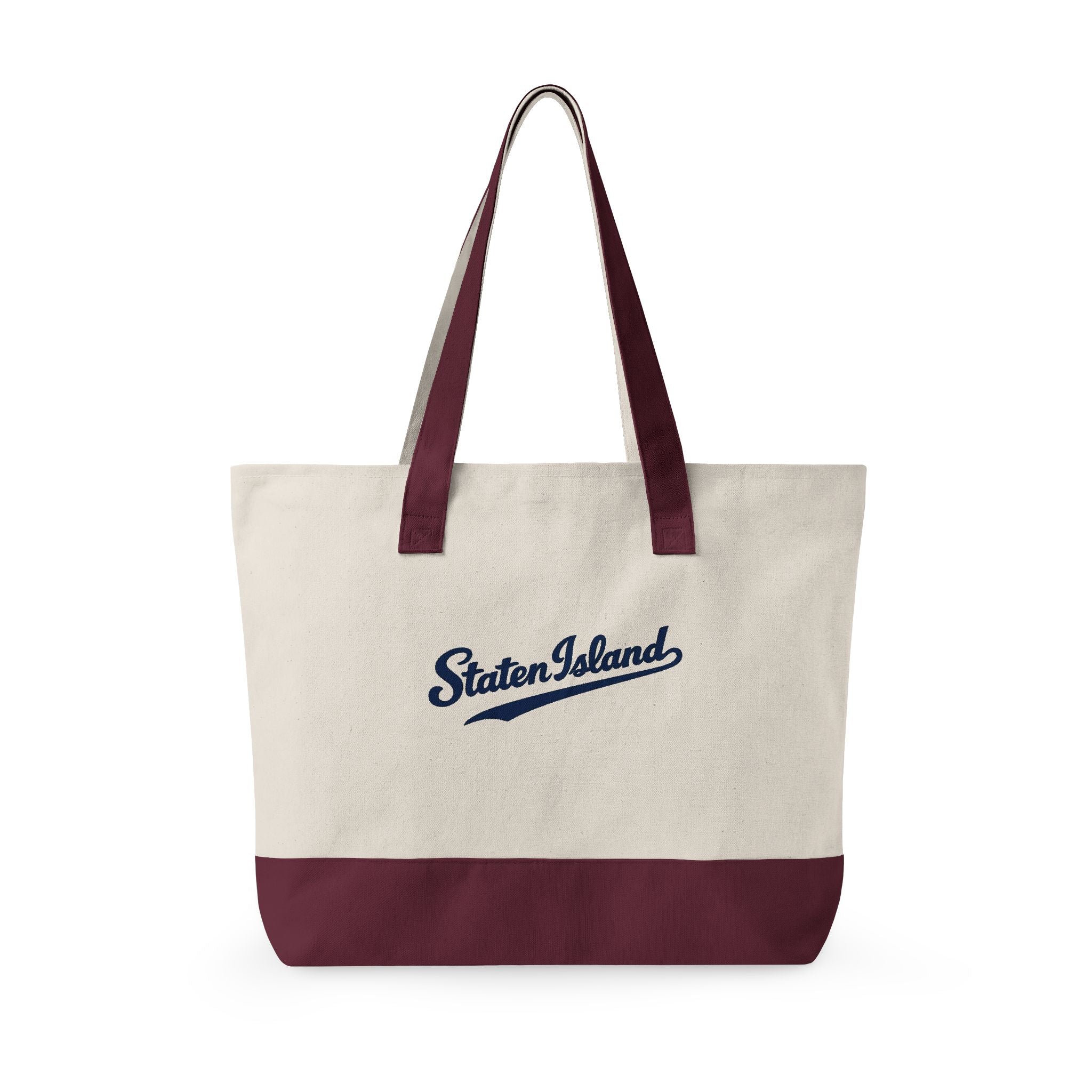 Staten Island Canvas Tote — Zippered Market Bag