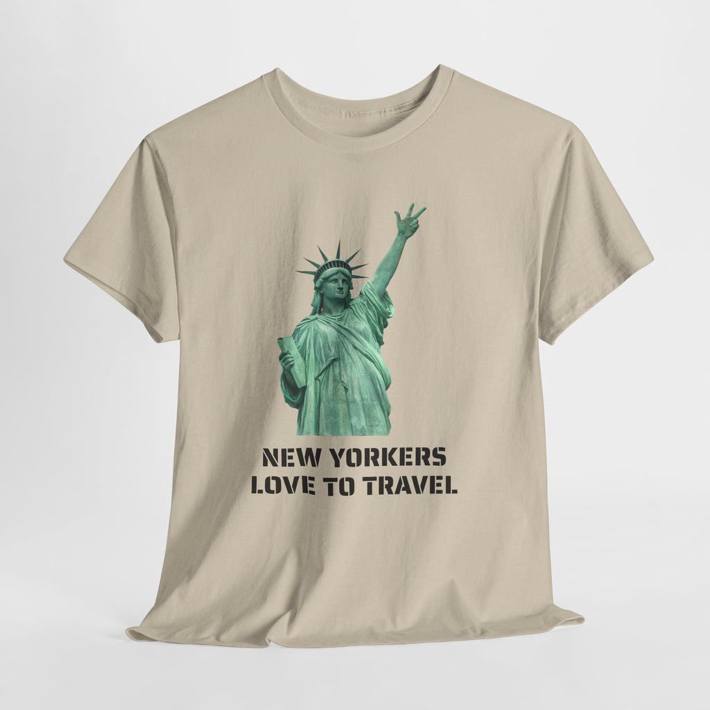 New Yorkers Love To Travel Statue of Liberty Three Points T-Shirt | NYC Jalen Brunson Basketball 3 Point Shot Tee