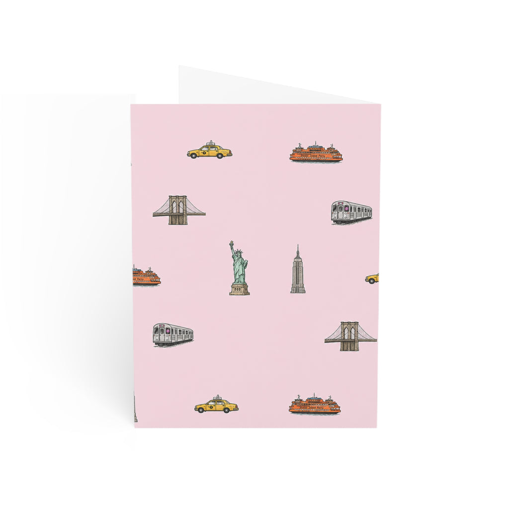 Icons of New York City Pink  Greeting Card | Forbidden Love Card