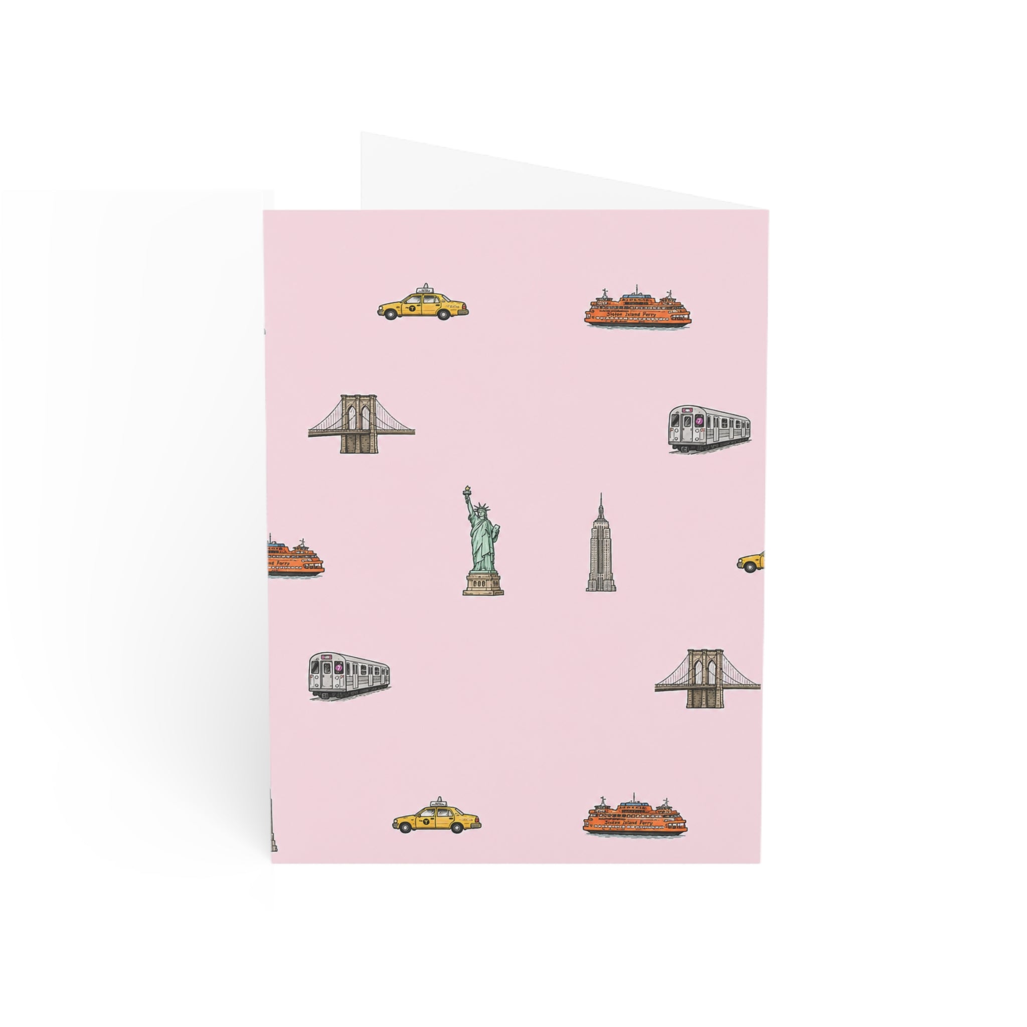 Icons of New York City Pink  Greeting Card | Forbidden Love Card
