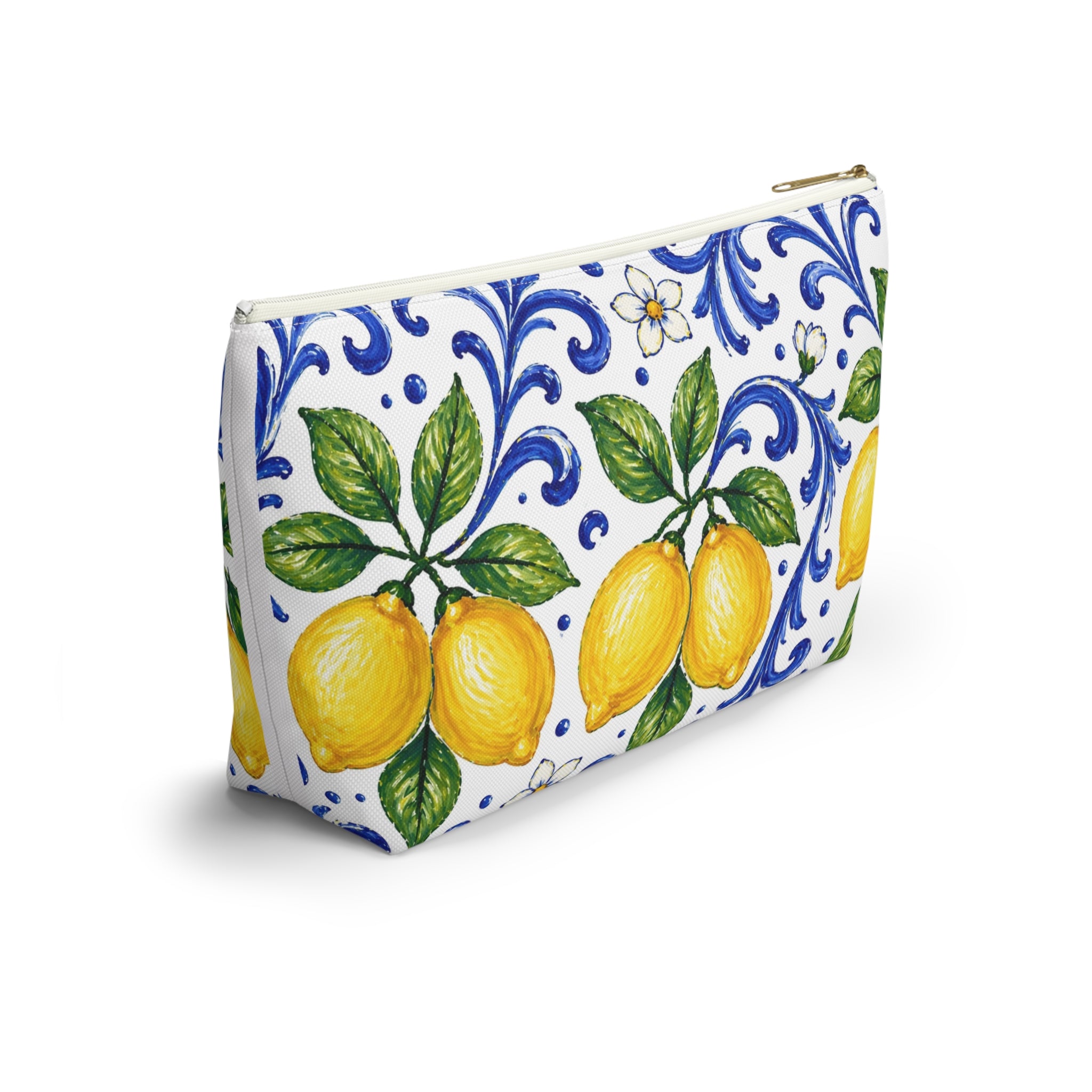 Little Italy Amalfi Blue and White with Lemon Makeup Pouch —  T-Bottom Travel Bag