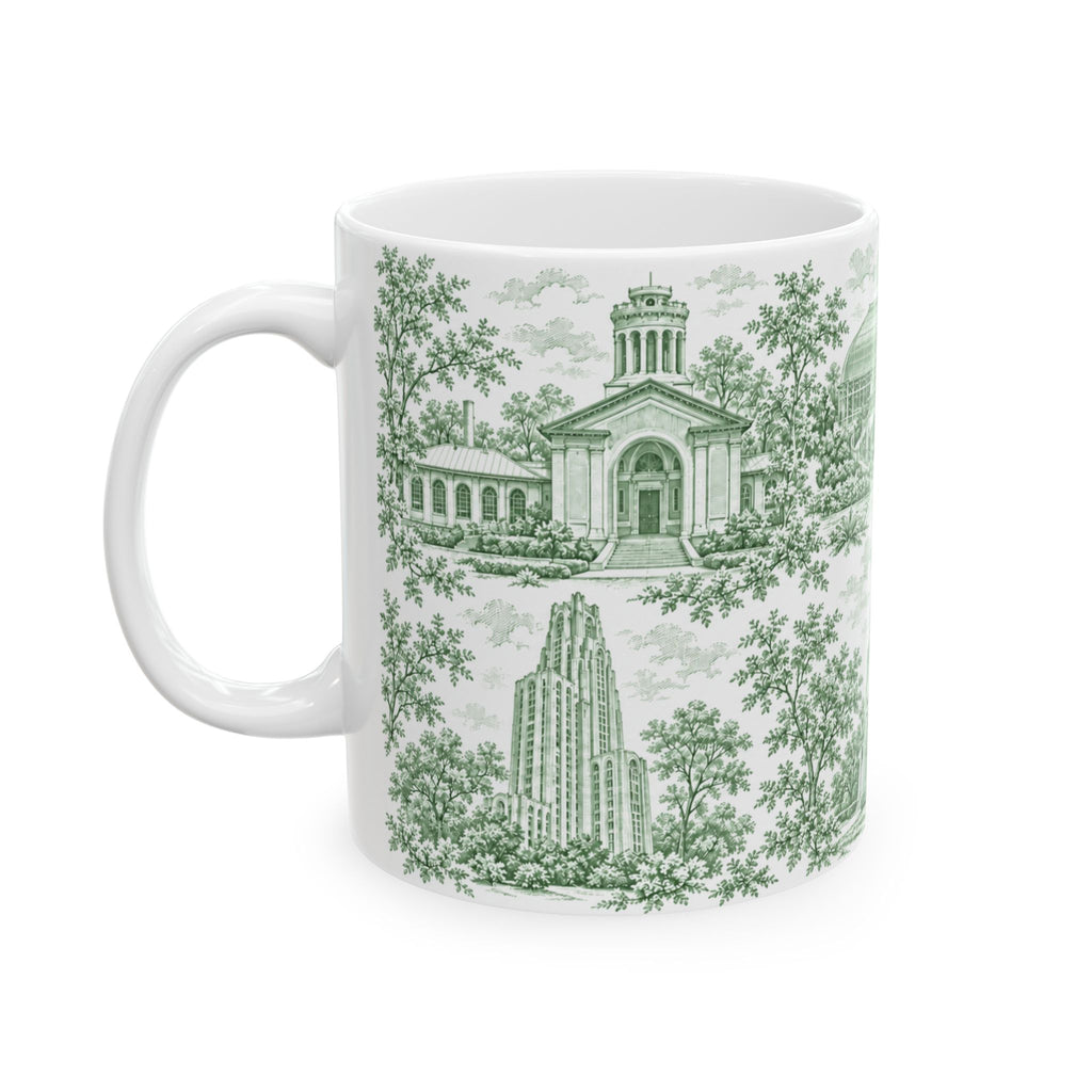 Pittsburgh Green Toile de Jouy Ceramic Mug — Pennsylvania Chinoiserie (11oz)
