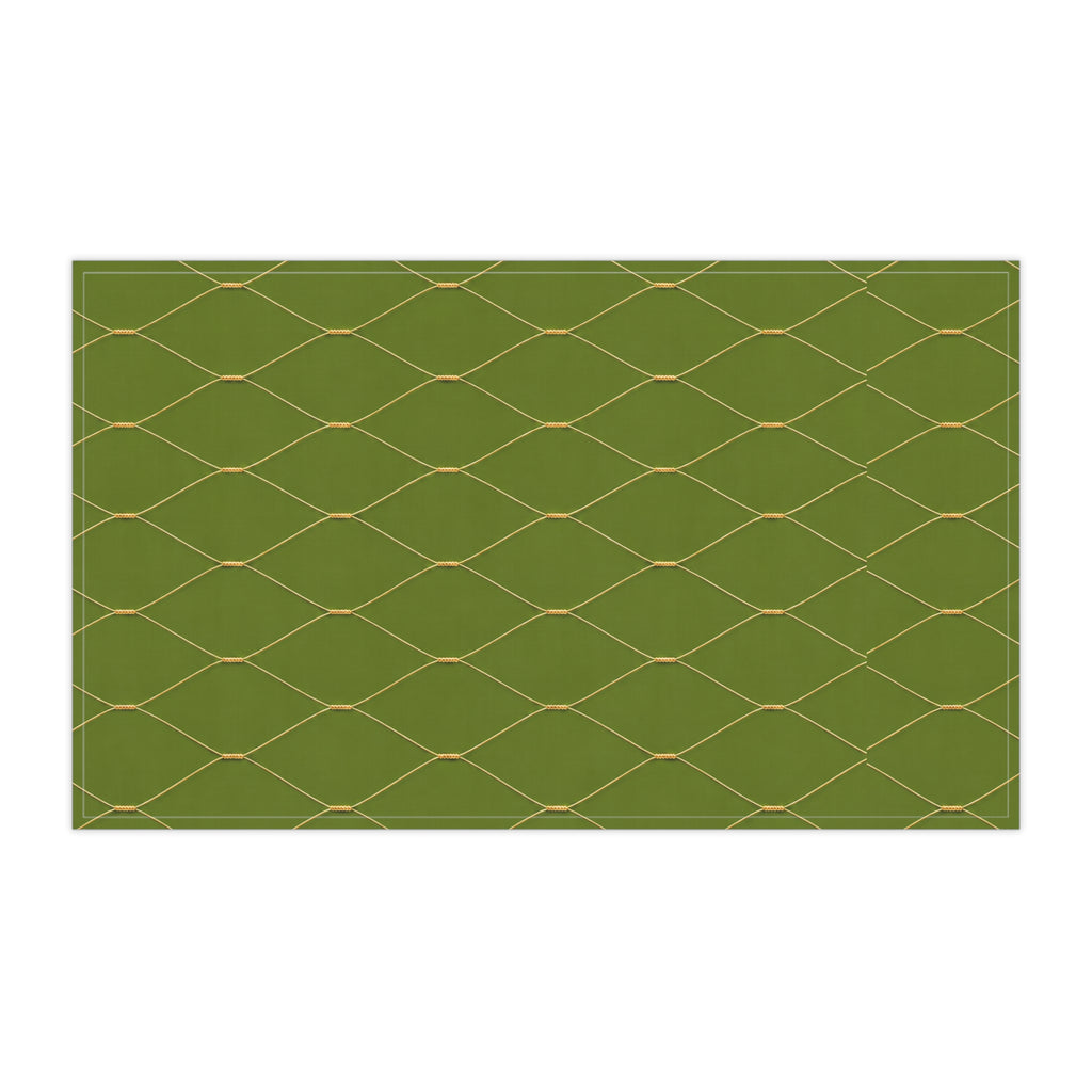 Customizable Gold Netting Wine Bottle Tea Towel — Green Bottle with Gold Netting Kitchen Towel Hostess Gift