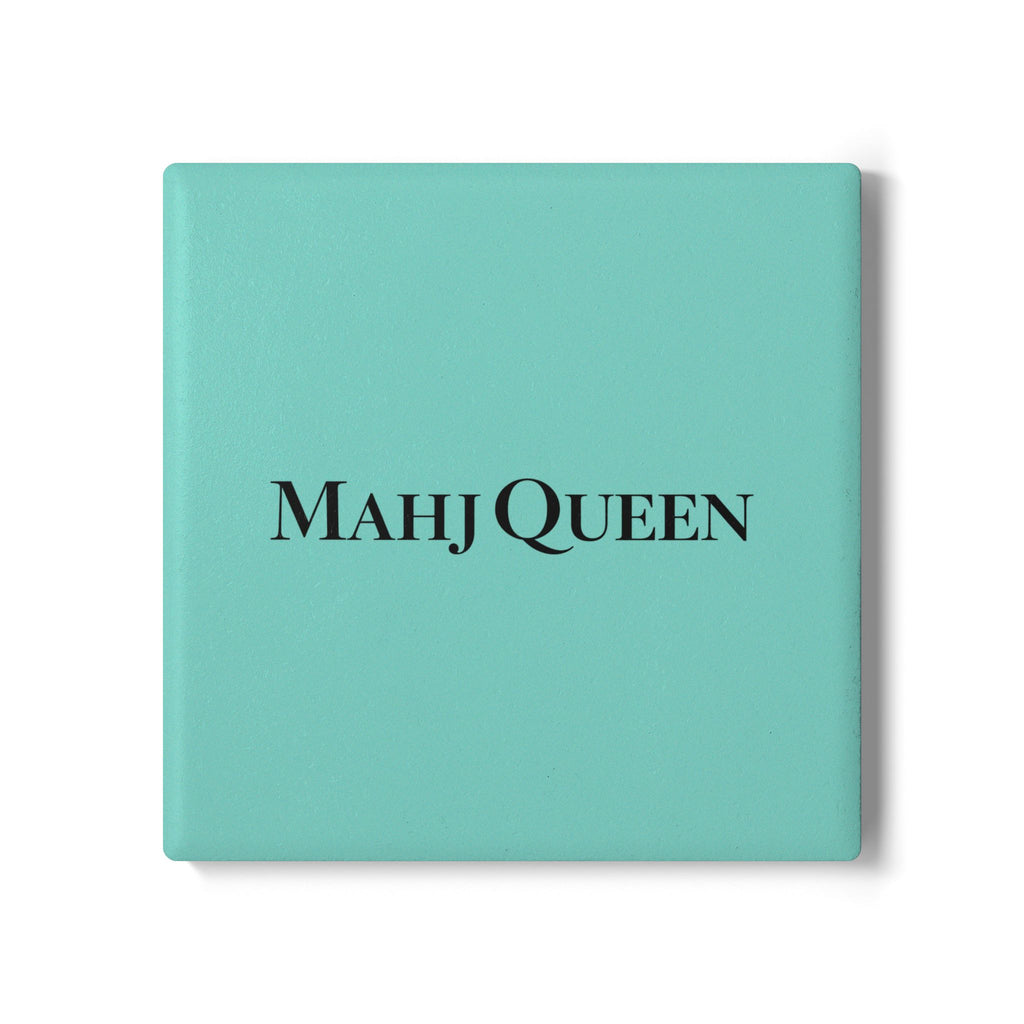 Mahj Queen Ceramic Coaster — Robin's Egg Blue Coaster for Mahjong Players