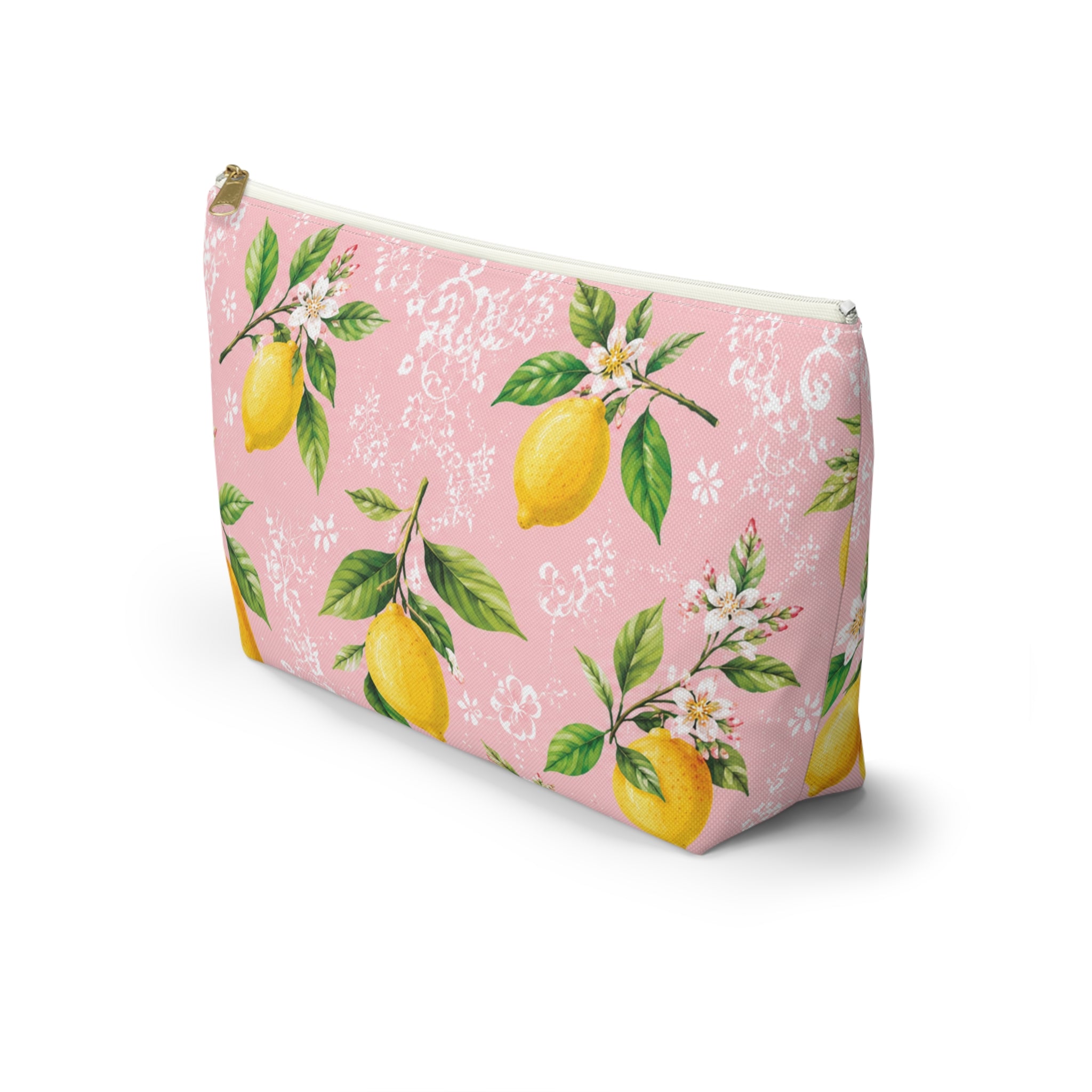 Little Italy Amalfi Pink and White with Lemon Makeup Pouch —  T-Bottom Travel Bag