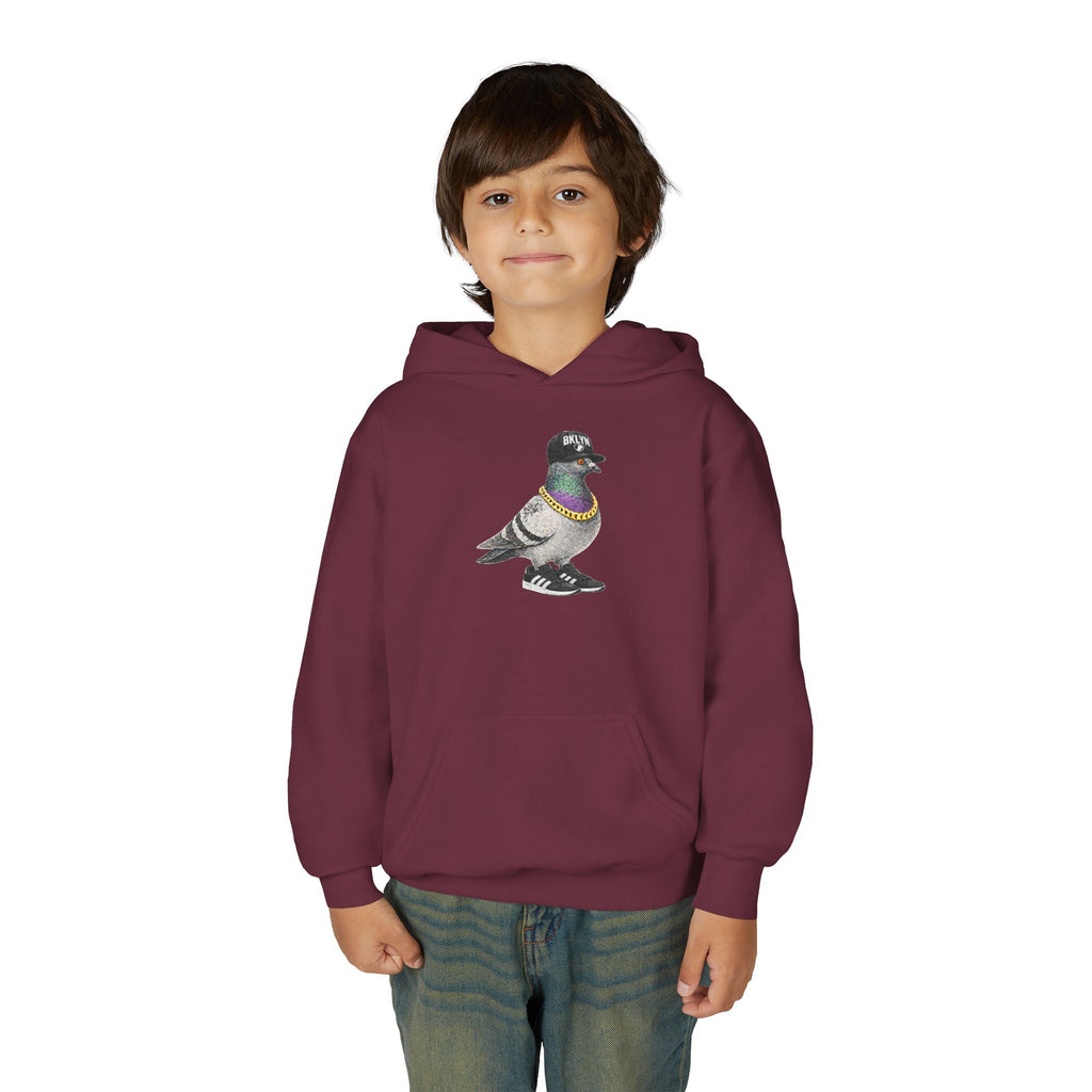 Customizable Brooklyn NYC Pigeon NYC Kids Hoodie | New York Baseball Sports Fan Bird Lovers Childrens Hooded Sweatshirt
