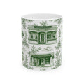 Sag Harbor Green Toile de Jouy Mug | Hamptons Chinoiserie Ceramic Coffee Cup