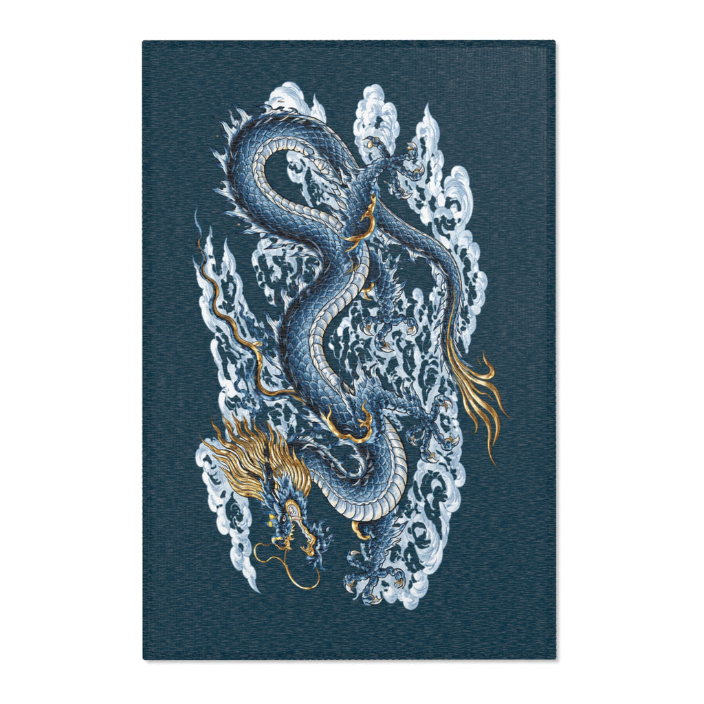 Chinatown Blue Dragon Area Rug – Decorative Floor Mat