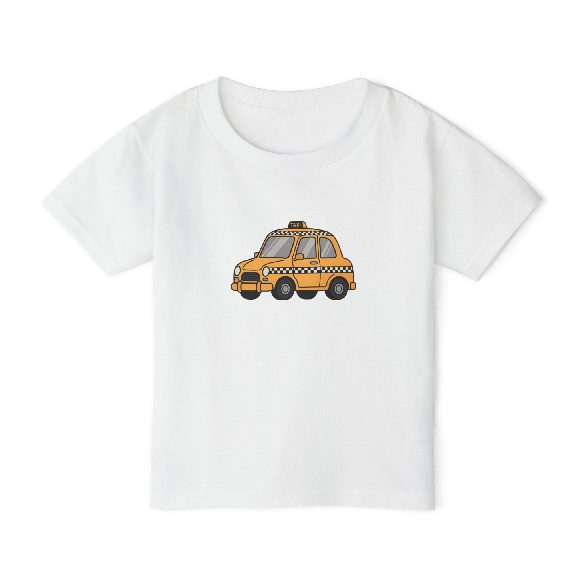 Taxi Cab NYC Kids Toddler T-Shirt — New York Yellow Checkered Taxi Cab Cartoon Graphic Childrens Tee