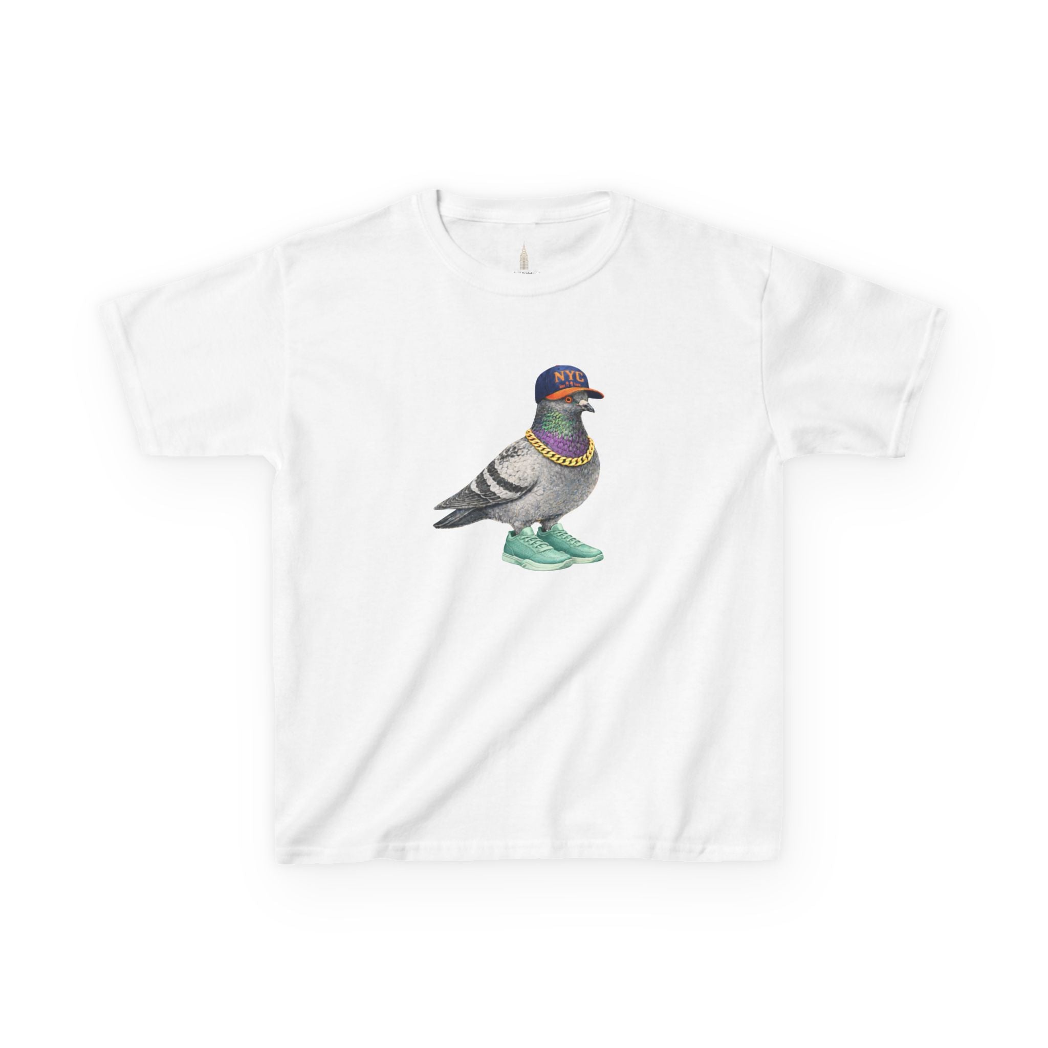 Customizable Manhattan NYC Pigeon Kid Tee —  Cute Basketball Fan Bird T-Shirt for Children