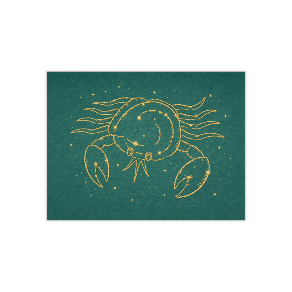 Grand Central Station-inspired Gold Cancer Zodiac Crab on Teal Bath Tile (Astrology Home Décor)
