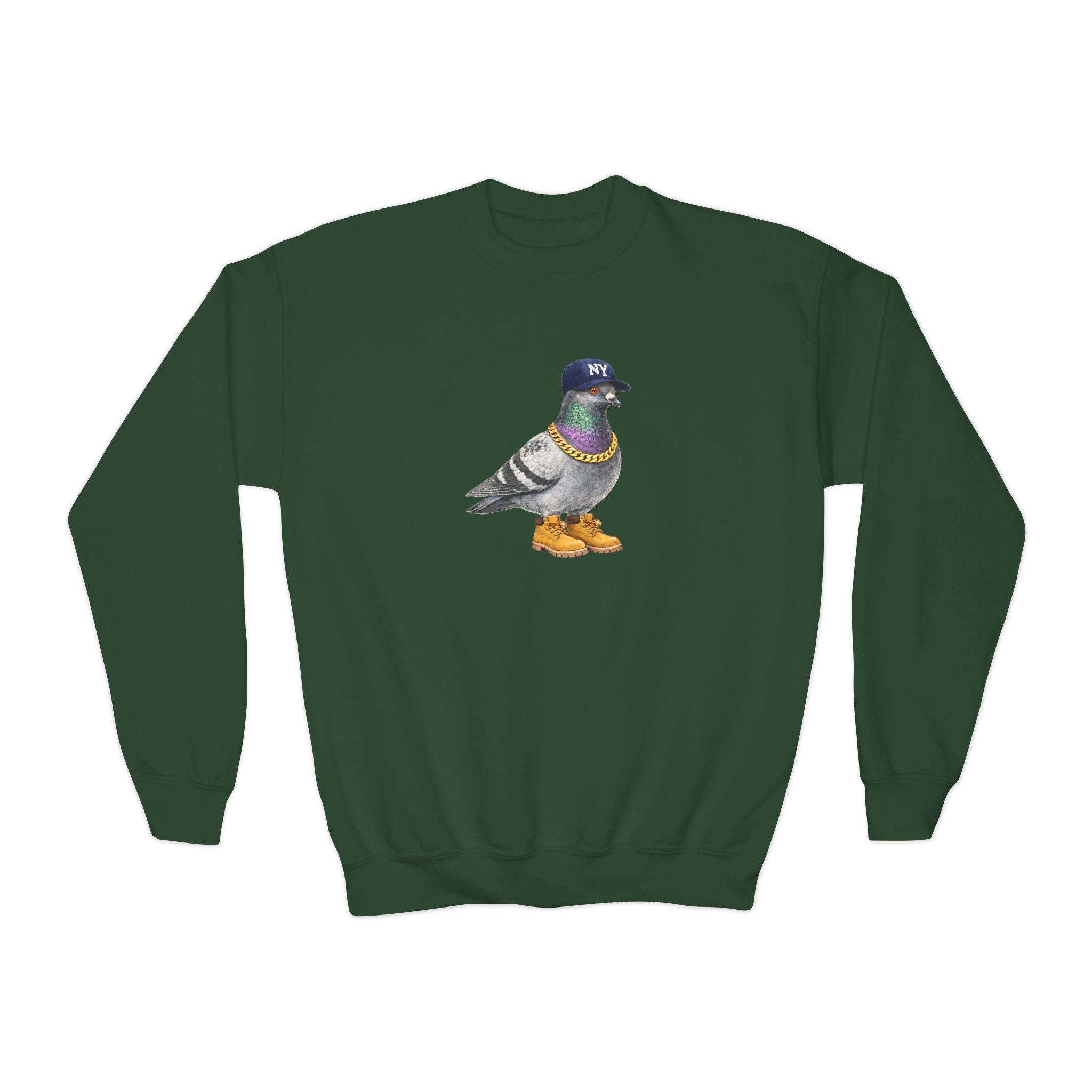 Bronx NYC Pigeon NYC Kids Crewneck Sweatshirt    New York Baseball Fan Bird Lover Childrens Sweater