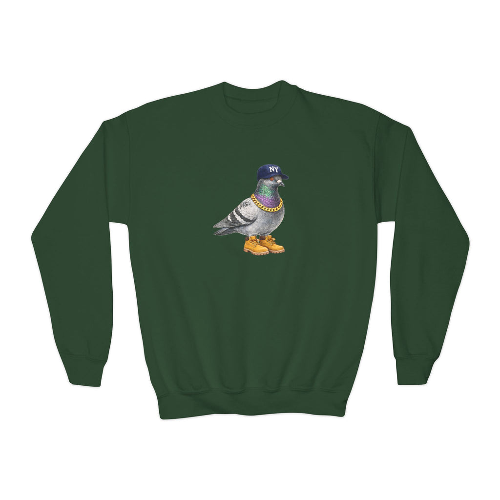 Customizable Bronx NYC Pigeon NYC Kids Crewneck Sweatshirt    New York Baseball Fan Bird Lover Childrens Sweater