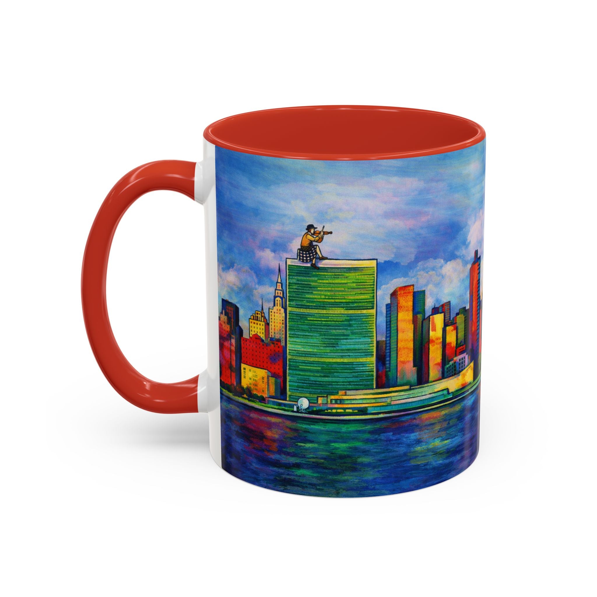 Fiddler on the Manhattan Roof  Marc Chagall-inspired Fan Art NYC Accent Coffee Mug