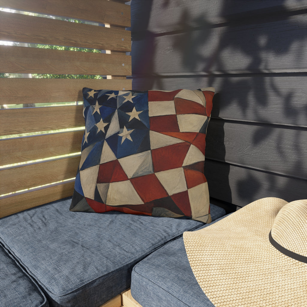 4th of July Outdoor Pillow  – America 250 Red, White and Blue Patio Throw Cushion