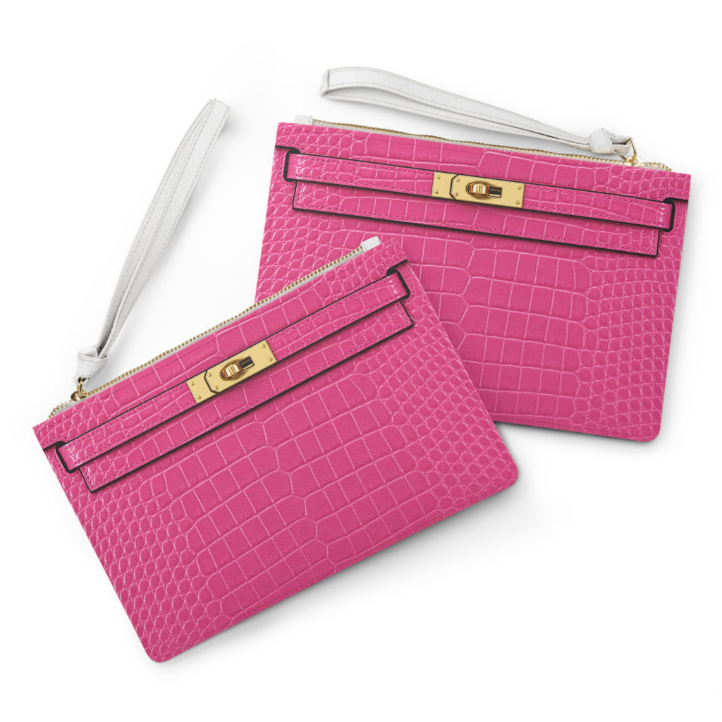 Canal Street Pink and Gold Croc Clutch Bag — Elegant Wristlet Purse for Evening & Gifts
