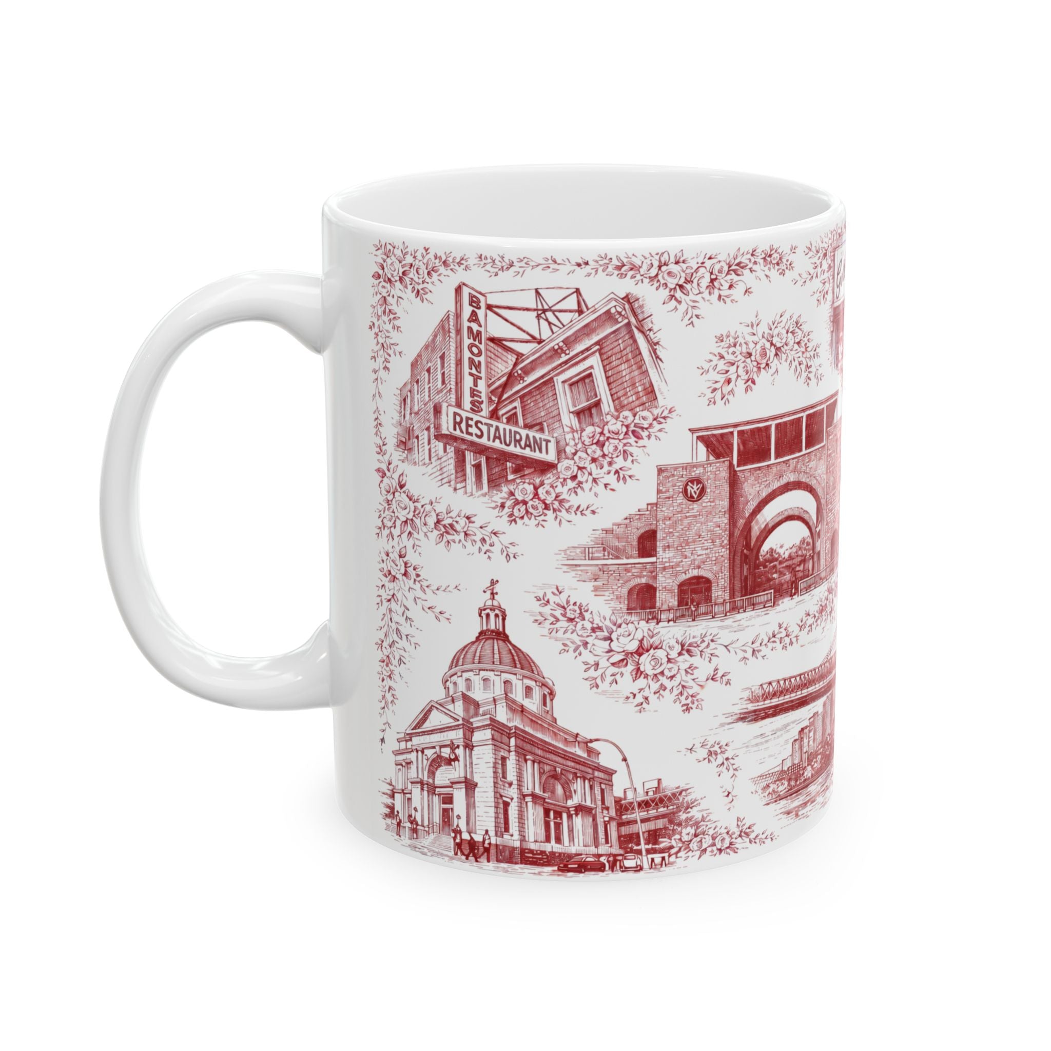 Williamsburg Red and White Toile de Jouy Mug | Brooklyn Ceramic Chinoiserie Mug