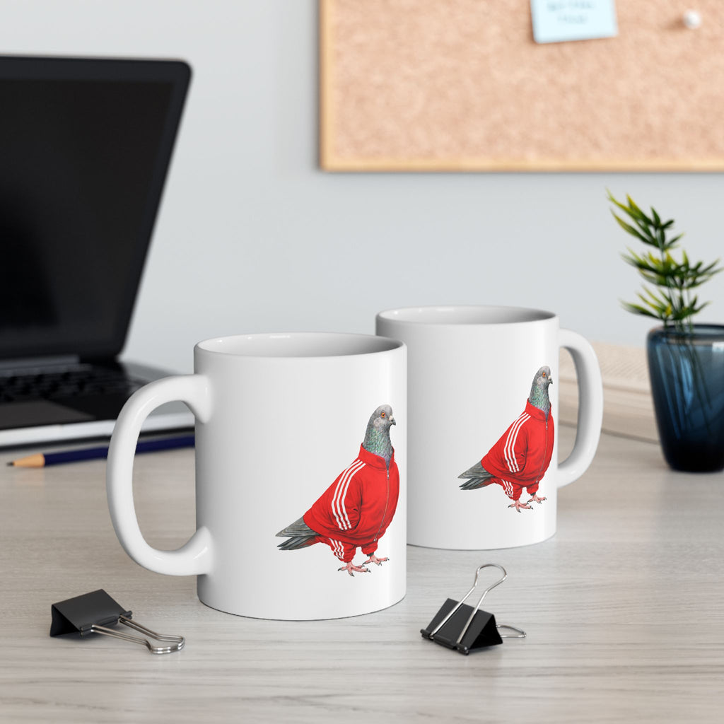 Taza personalizable con paloma de Brighton Beach NYC | Taza de café de cerámica para amantes de las aves con chándal de Nueva York Brooklyn