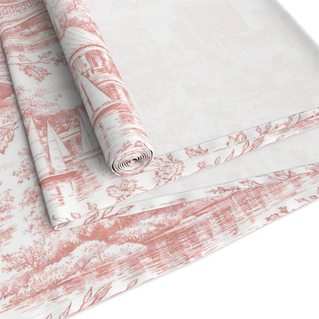 Central Park NYC Red Toile de Jouy Table Runner — New York Chinoiserie Dining Table Decor