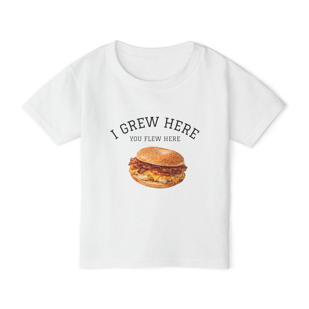 Bacon Egg and Cheese Toddler NYC Kids T-shirt | I Grew Here You Flew Here New York City Brooklyn Skyline Childrens Tee