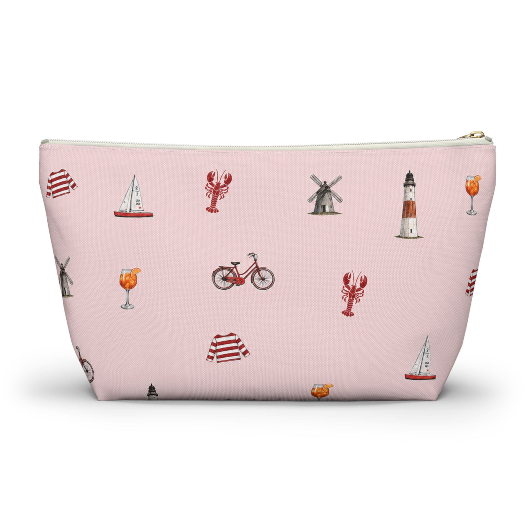 Icons of The Hamptons Large Pink Pouch — T-Bottom Makeup & Travel Organizer