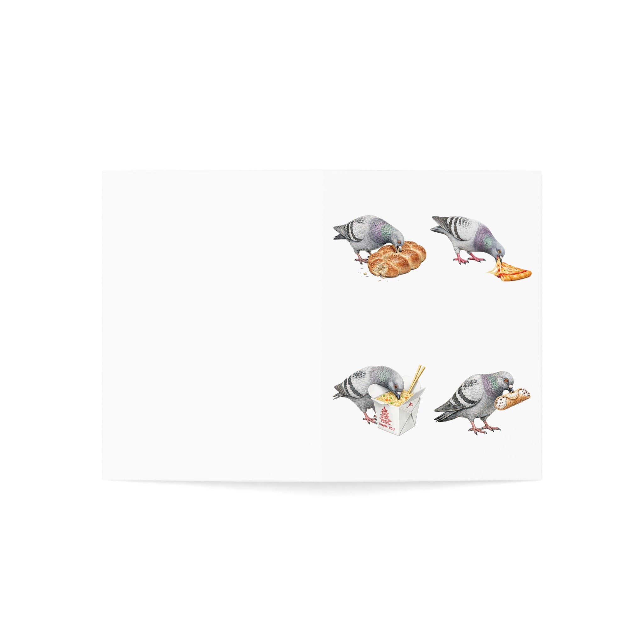 Foodie NYC Pigeon Greeting Cards |  Dinner Party Bird Lover Food Card Pack