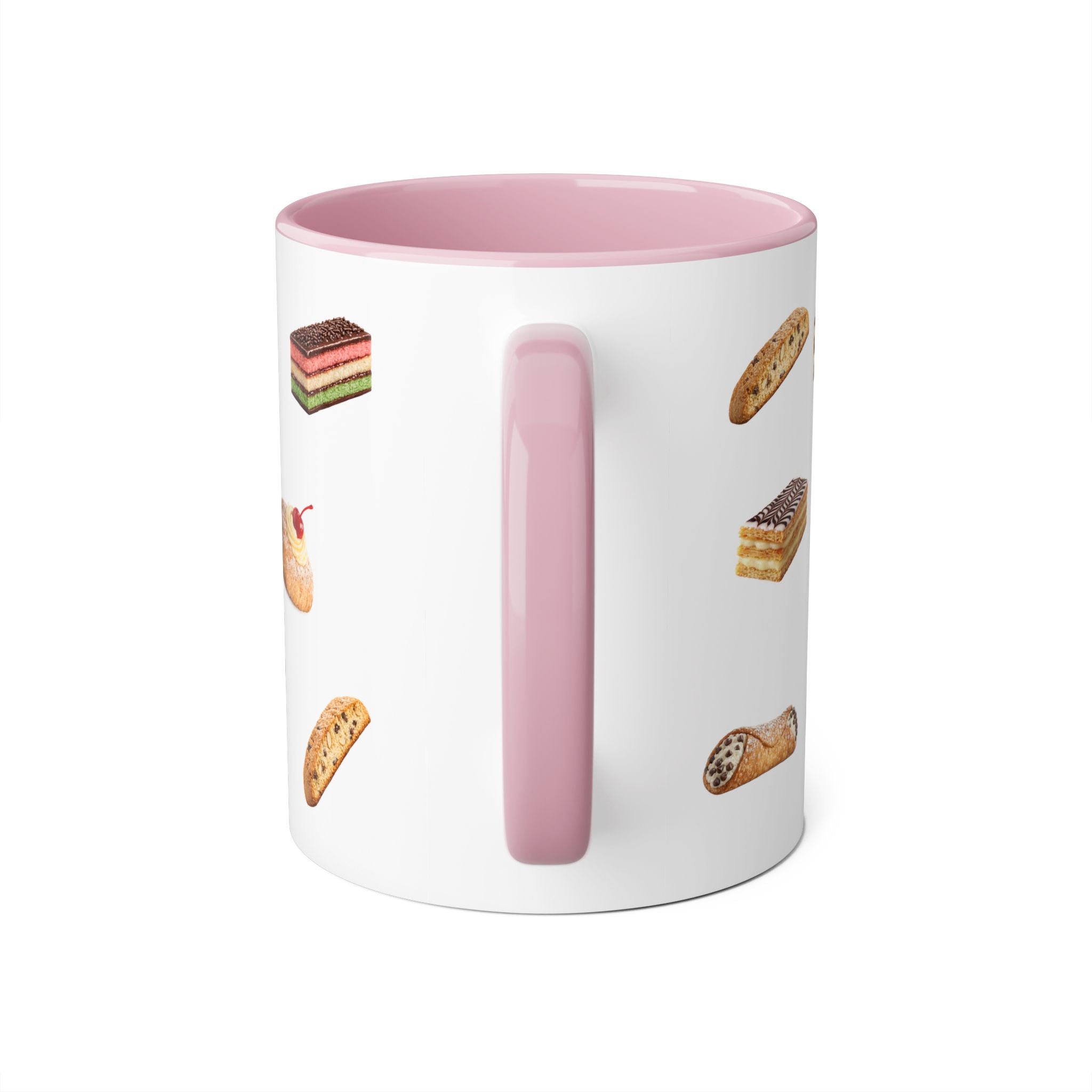 NYC Italian Bakery Pattern Mug | Cannoli Rainbow Cookie Zeppoli Tiramisu Biscotti Napoleon 11oz Ceramic Coffee Cup