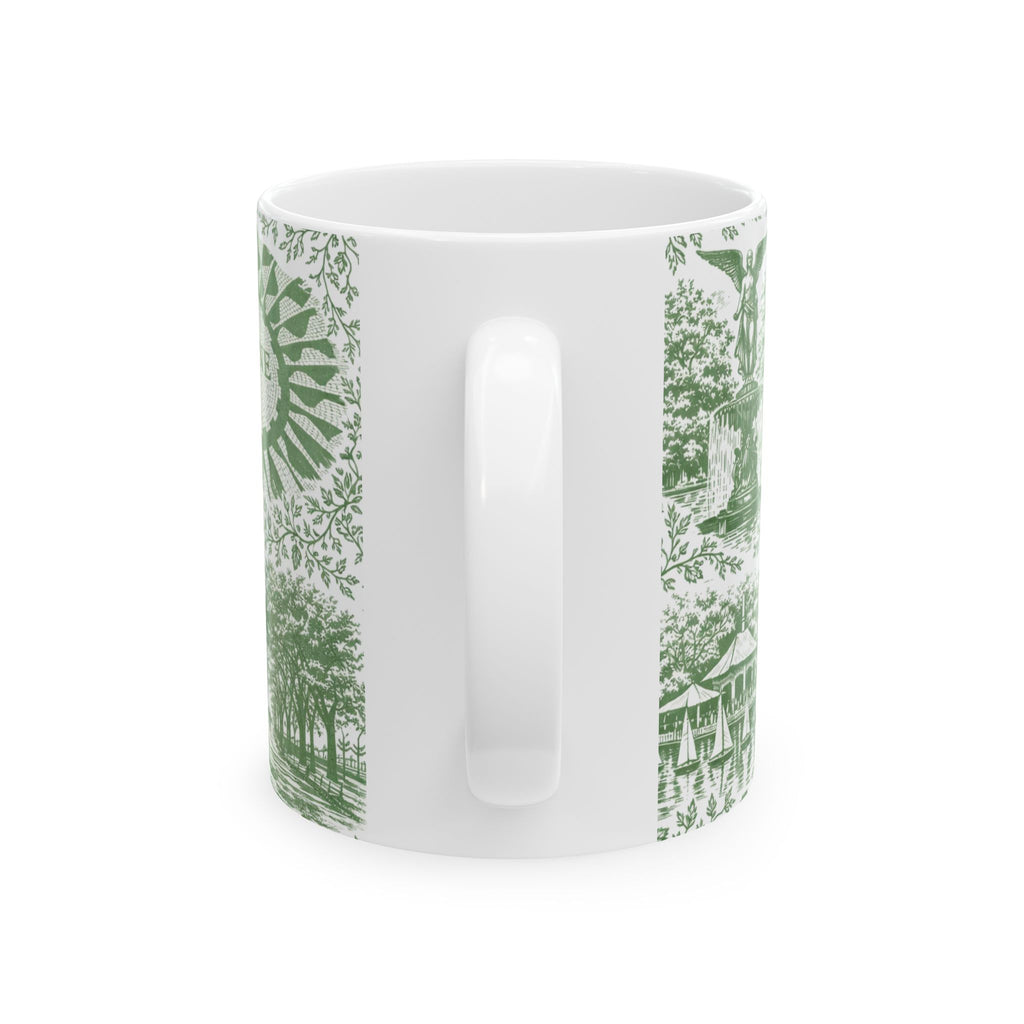 Central Park Green Toile de Jouy Mug | NYC Chinoiserie Ceramic Coffee Cup