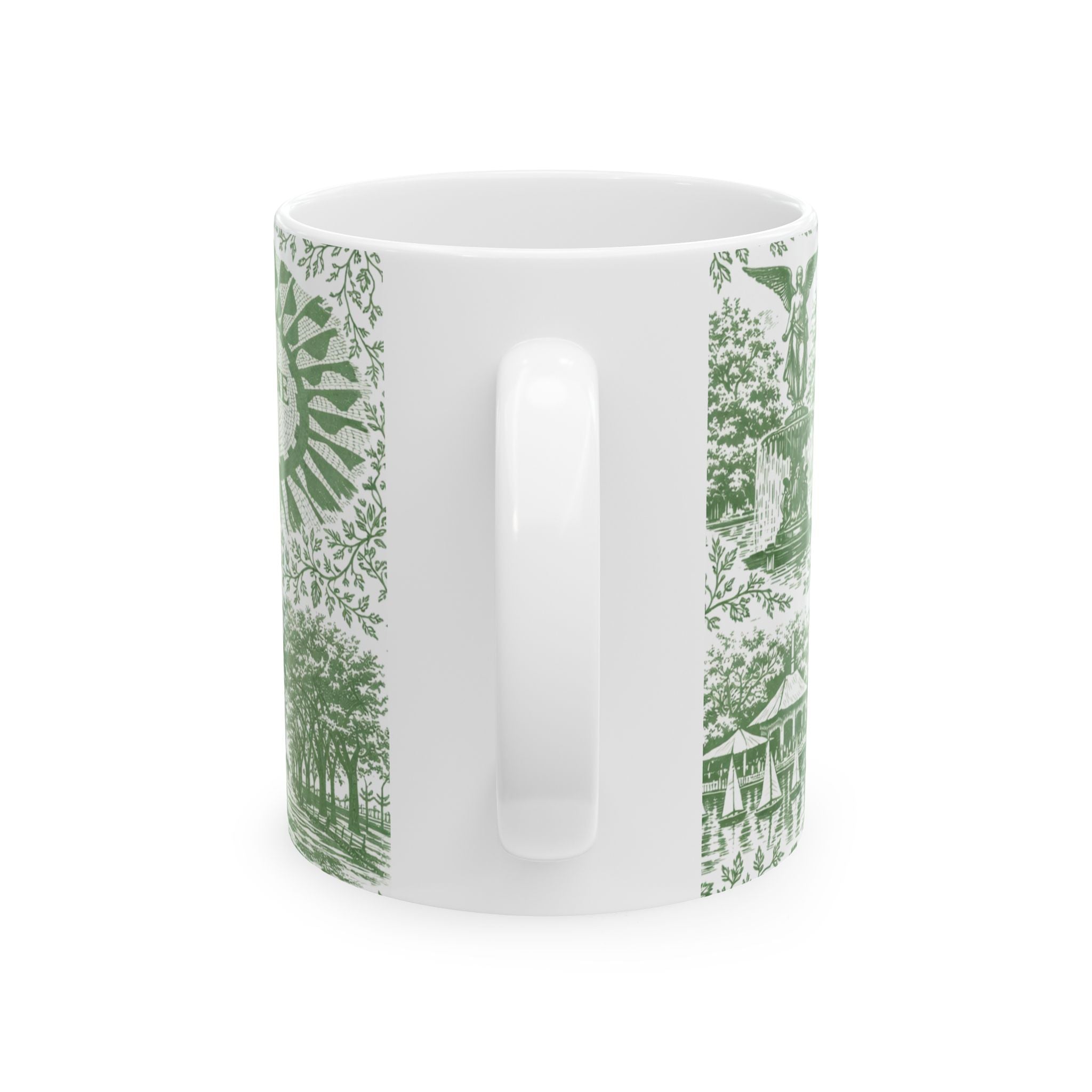 Central Park Green Toile de Jouy Mug | NYC Chinoiserie Ceramic Coffee Cup