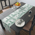 Green Toile de Jouy New York City Cityscape Table Runner — Scenic NYC Chinoiserie Skyline Dining Table Decor