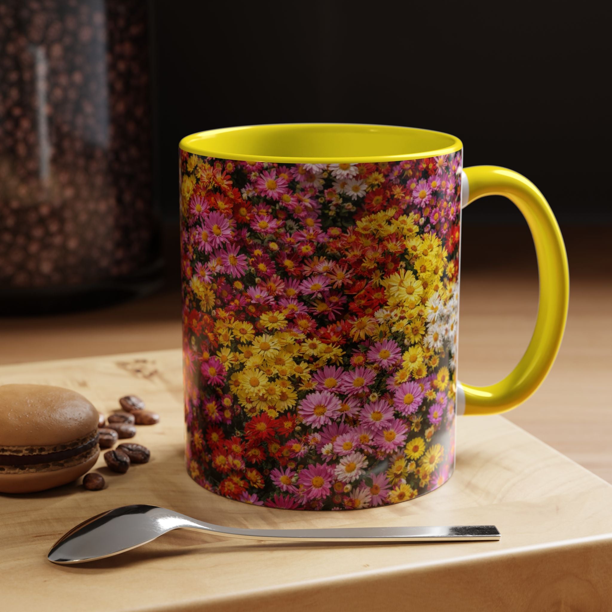 Central Park Korean Chrysanthemum Mug | Yellow Flowers Accent Coffee Tea Mug