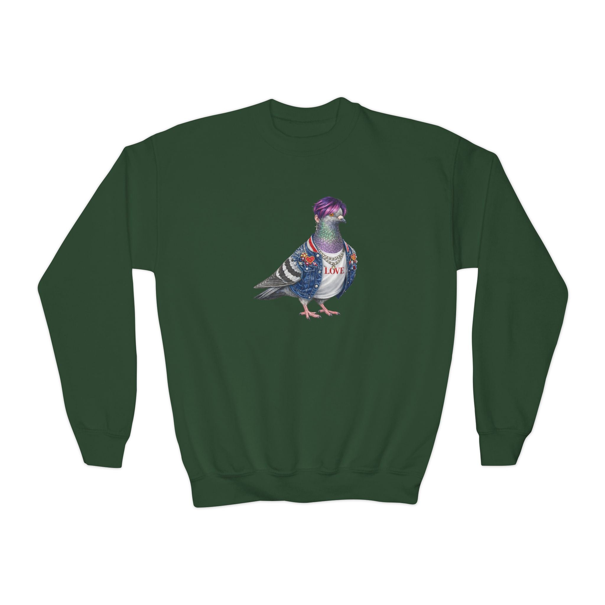 Customizable Koreatown NYC Pigeon NYC Kids Crewneck Sweatshirt    New York KPop Star Bird Lover Childrens Sweater