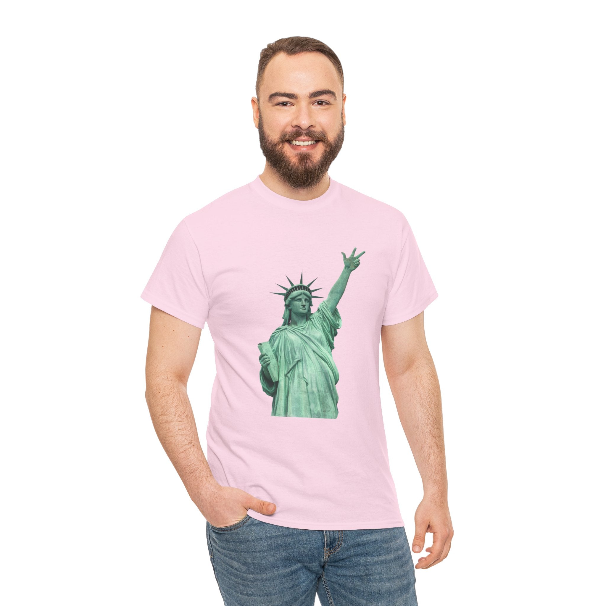 Customizable Statue of Liberty Three Points T-Shirt | NYC Jalen Brunson Basketball 3 Point Shot Tee