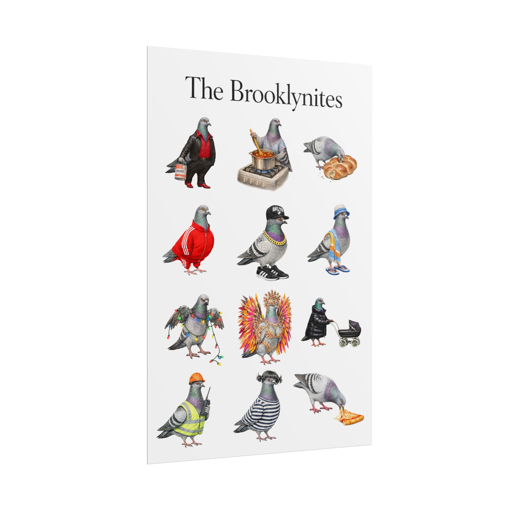 Póster Enrollado de Palomas de Barrio de Brooklynites NYC | Regalo para Amantes de las Aves de las Palomas de Brooklyn y Neoyorquinos