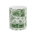 Cobble Hill Green Toile de Jouy Mug | NYC Chinoiserie Ceramic Coffee Cup