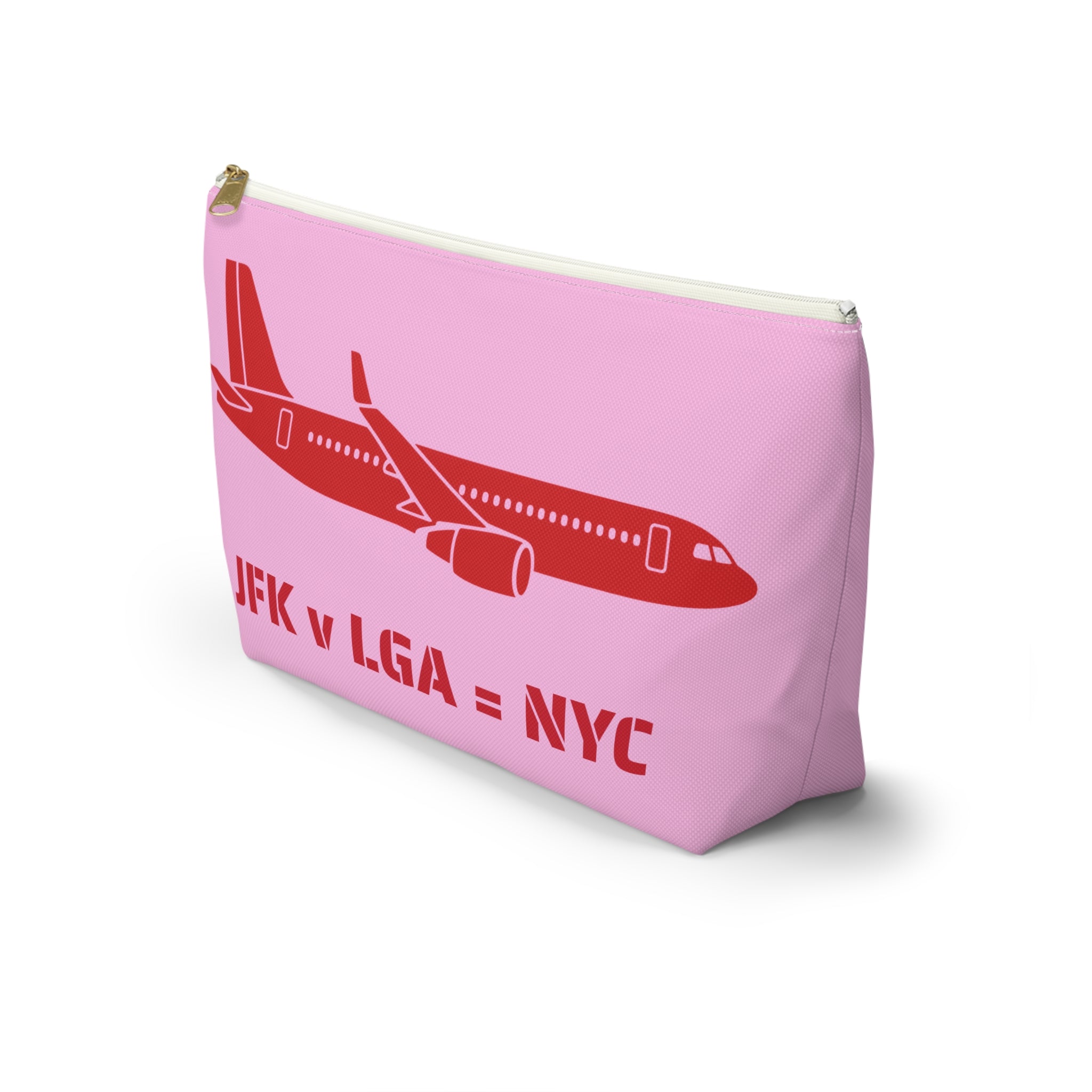 NYC Airport Plane Travel Accessory Pouch — 'JFK v LGA = NYC' Travel Day Makeup Bag