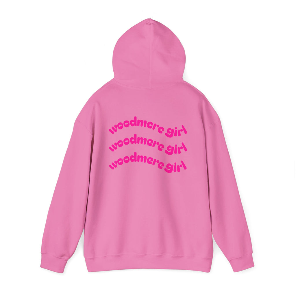 Woodmere Girl Hoodie – Retro Pink Wave Back Print Hooded Sweatshirt