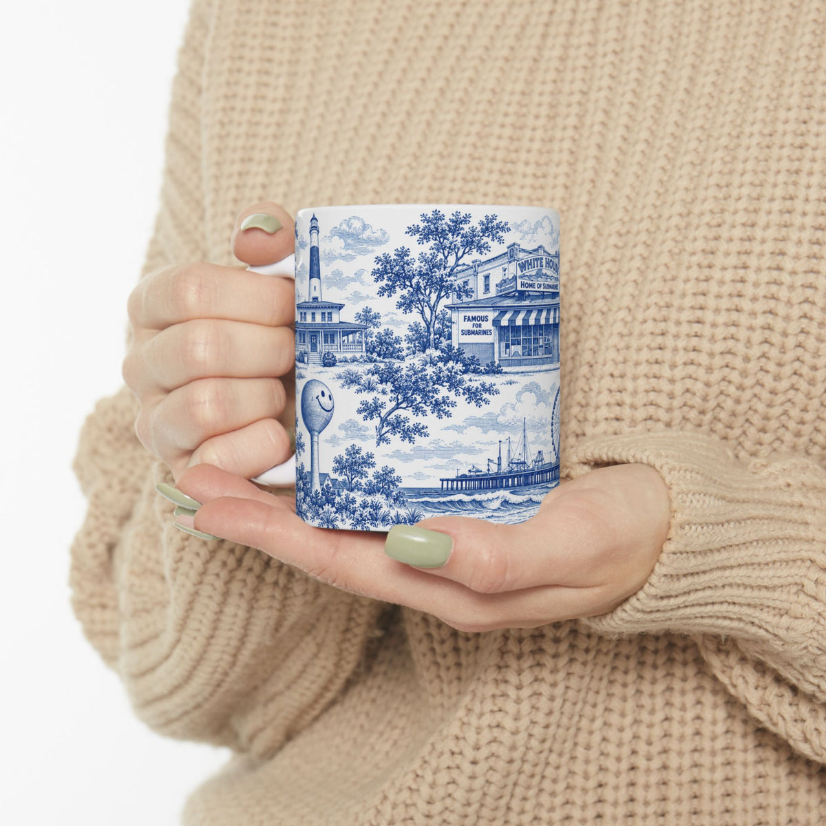 Atlantic City Blue Toile de Jouy 11oz Mug