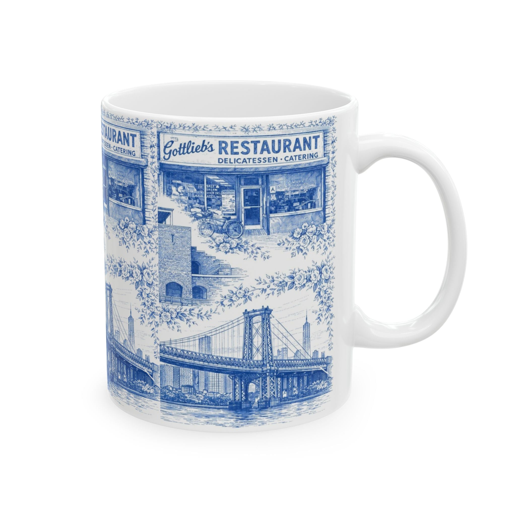 Williamsburg Blue and White Toile de Jouy Mug | Brooklyn Chinoiserie Ceramic Mug