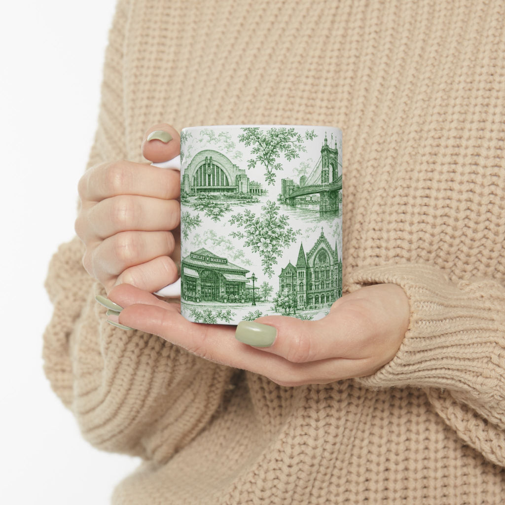 Cincinnati Blue Toile de Jouy Ceramic Mug — Coffee mug 11oz