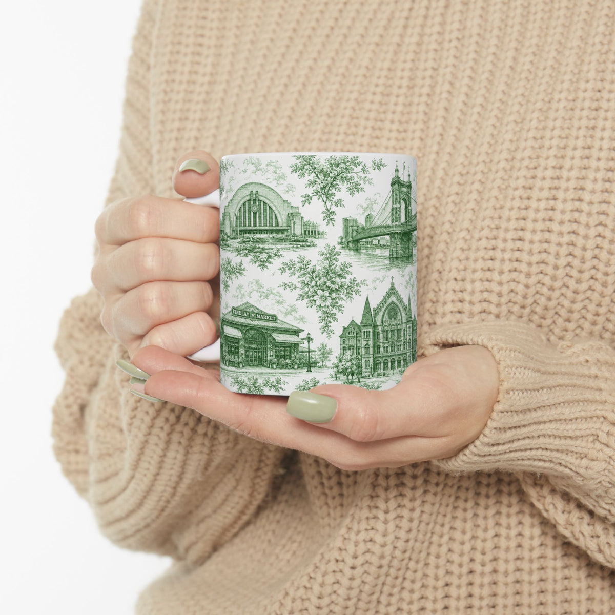 Cincinnati Blue Toile de Jouy Ceramic Mug — Coffee mug 11oz