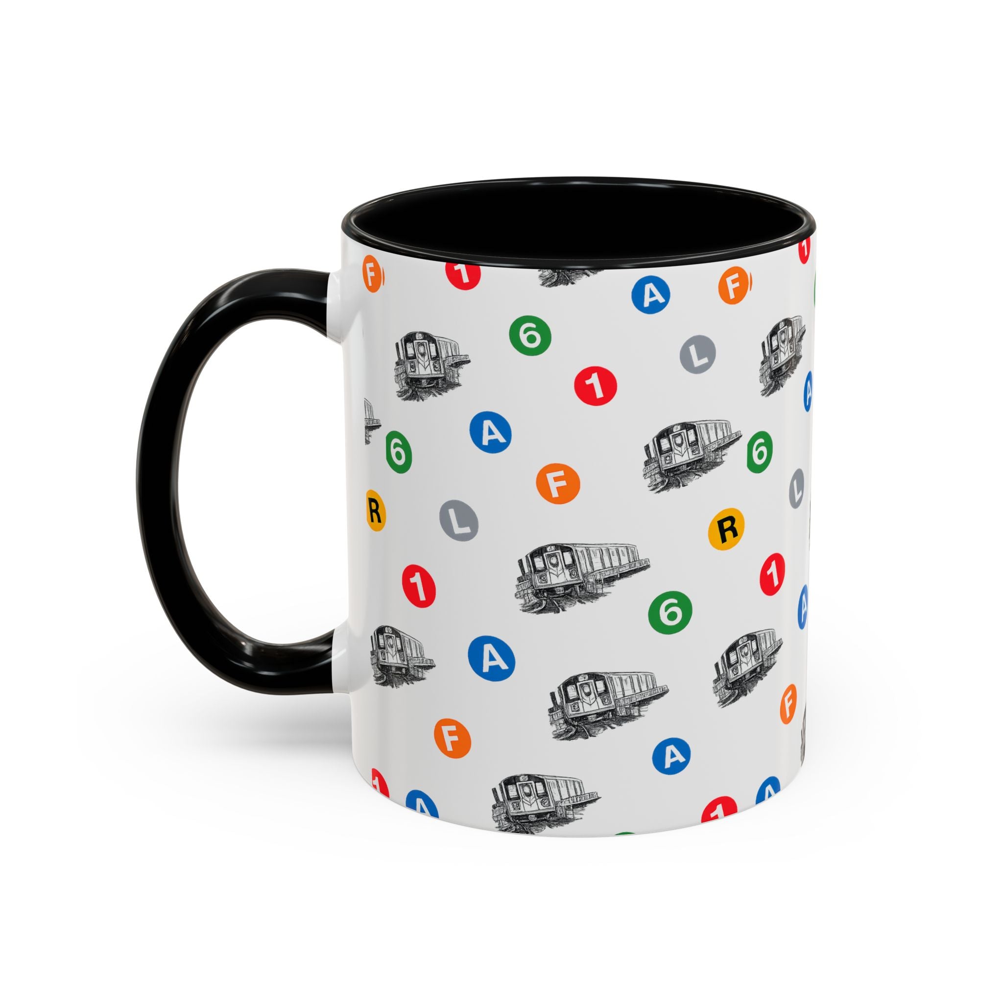New York Subway Train Transit Icons Mug | NYC Metro Subway Pattern Accent Coffee Tea Mug 11oz