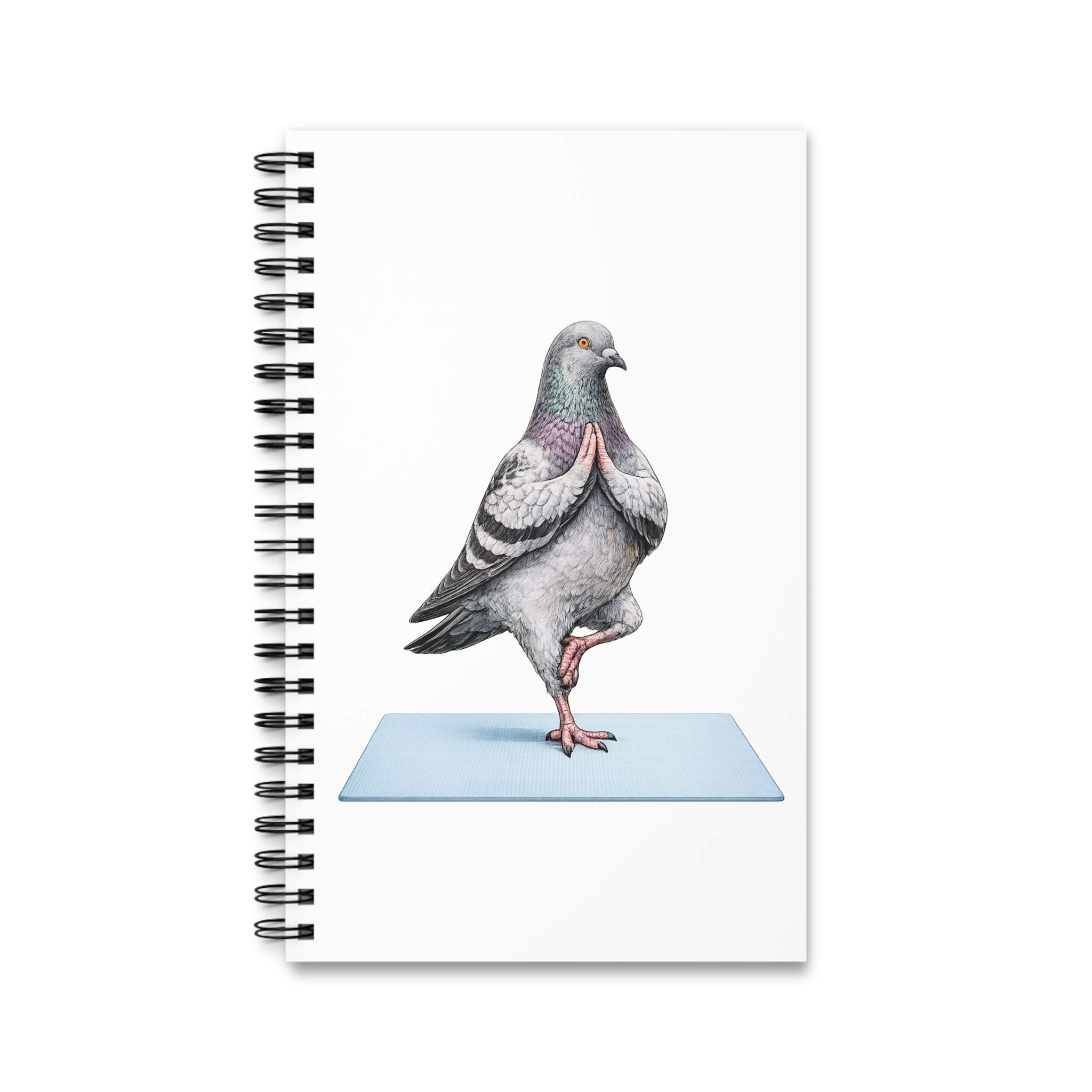 Customizable Central Park NYC Pigeon Spiral Journal | Manhattan Yoga Tree Pose Bird Lovers Notebook