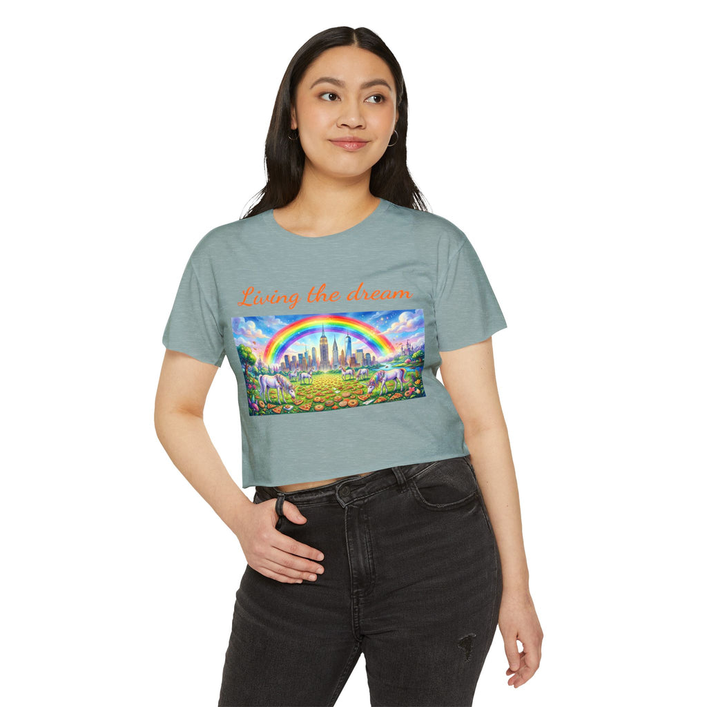 NYC Living The Dream Crop Top Tee | New York Is a Fairy Tale Tee T-shirt