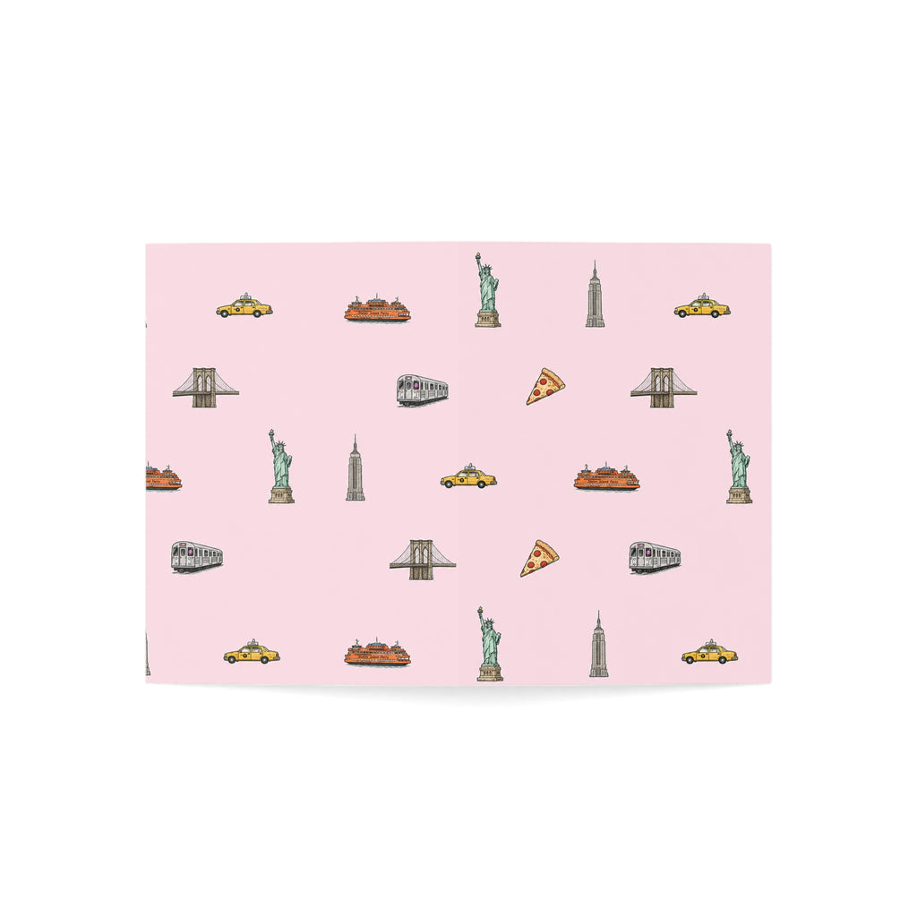 Icons of New York City Pink  Greeting Card | Forbidden Love Card