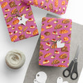 Kosher Bakery Pastries Pattern Pink Gift Wrap Paper | Bagels Challah Cheesecake Roll Gift Wrapping Paper