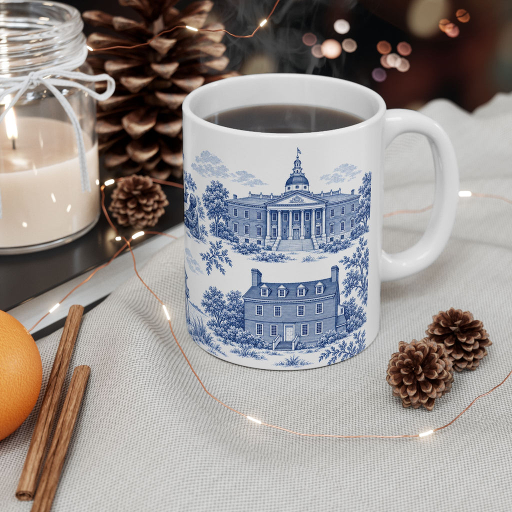 Annapolis Blue Toile de Jouy Ceramic Mug – Vintage Scenic 11oz