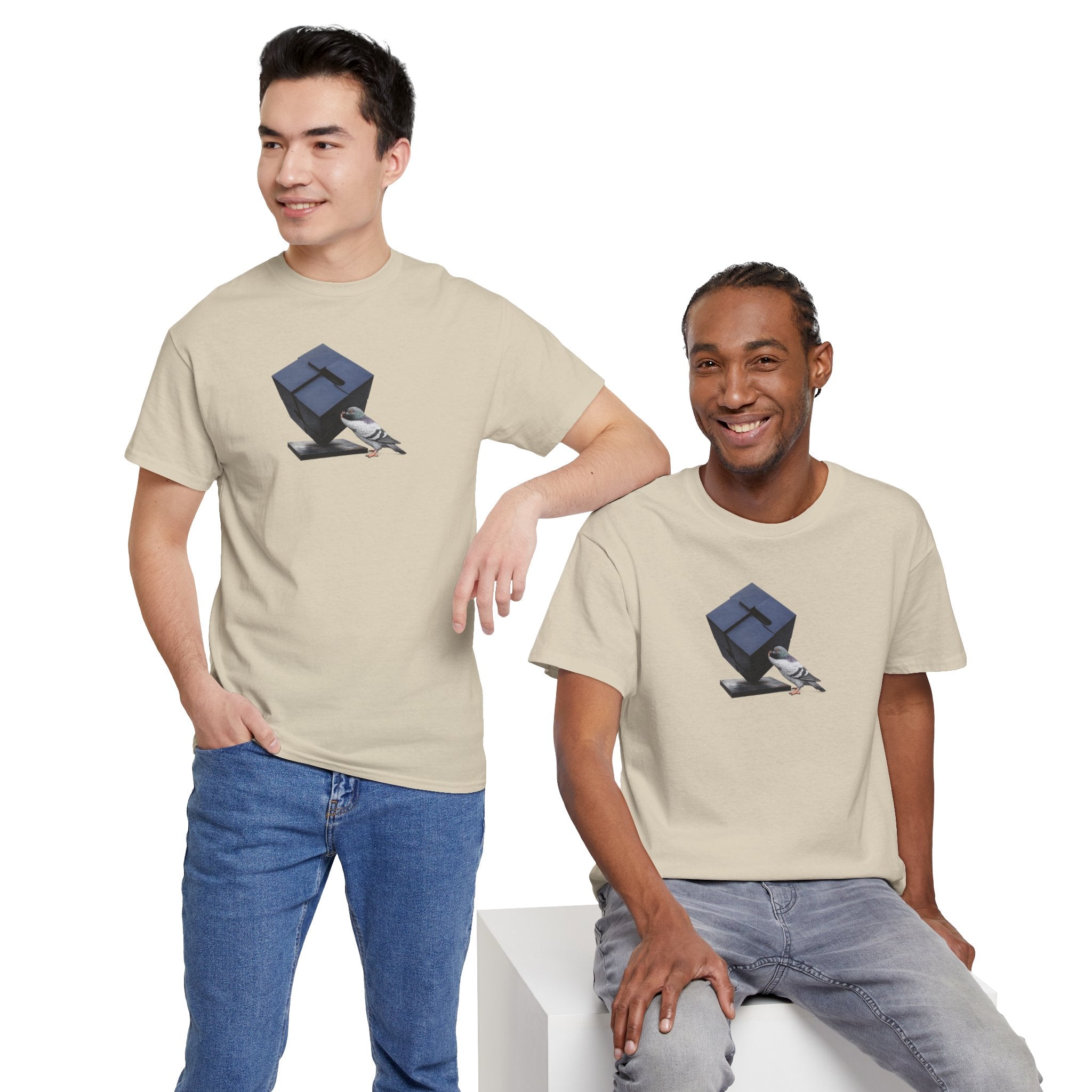 Customizable Astor Place NYC Pigeon T-Shirt | Alamo Black Cube Tee