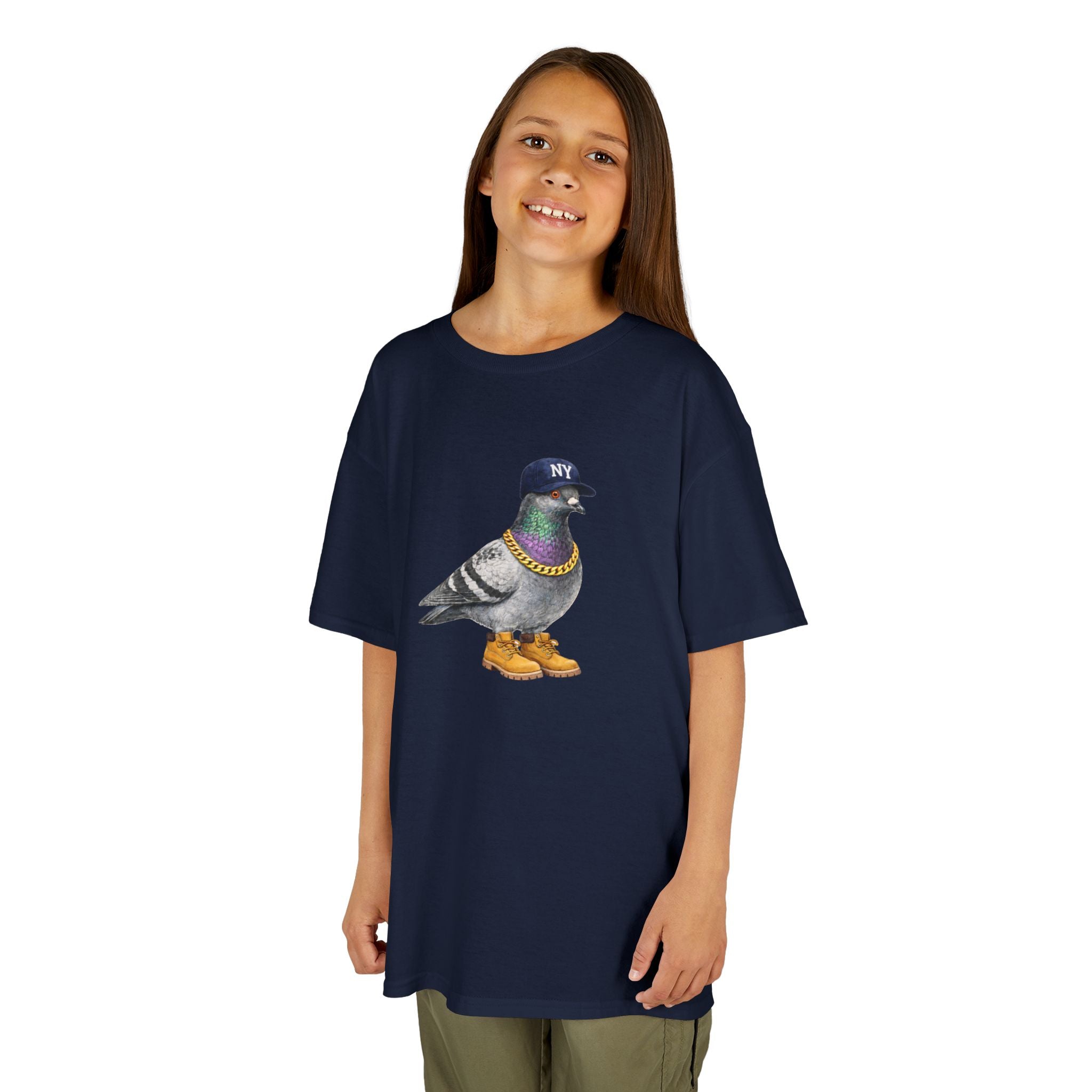 Customizable Bronx NYC Pigeon Kid Tee —  Cute Baseball Fan Bird T-Shirt for Children